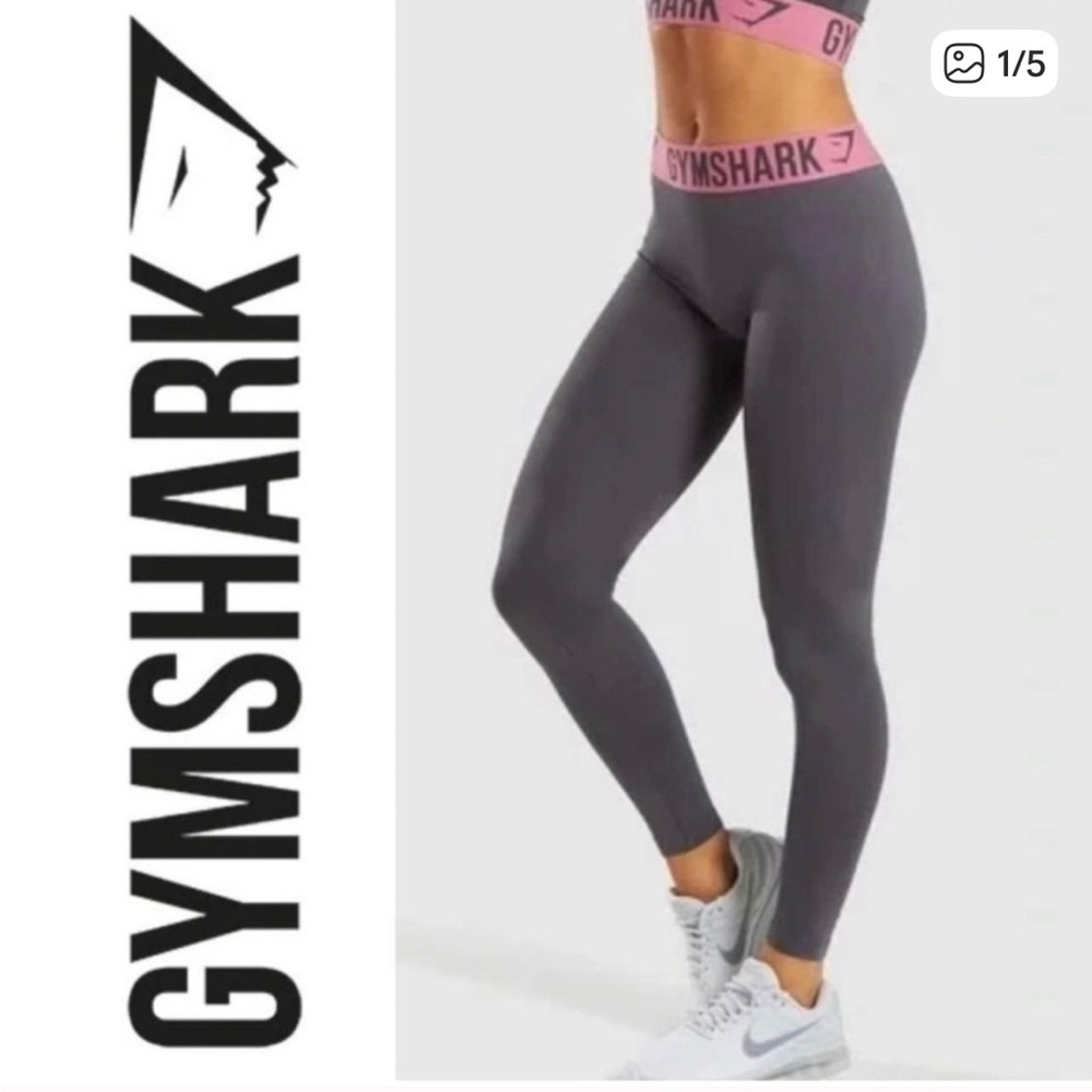 Gymshark Gray and Pink Activewear Leggings